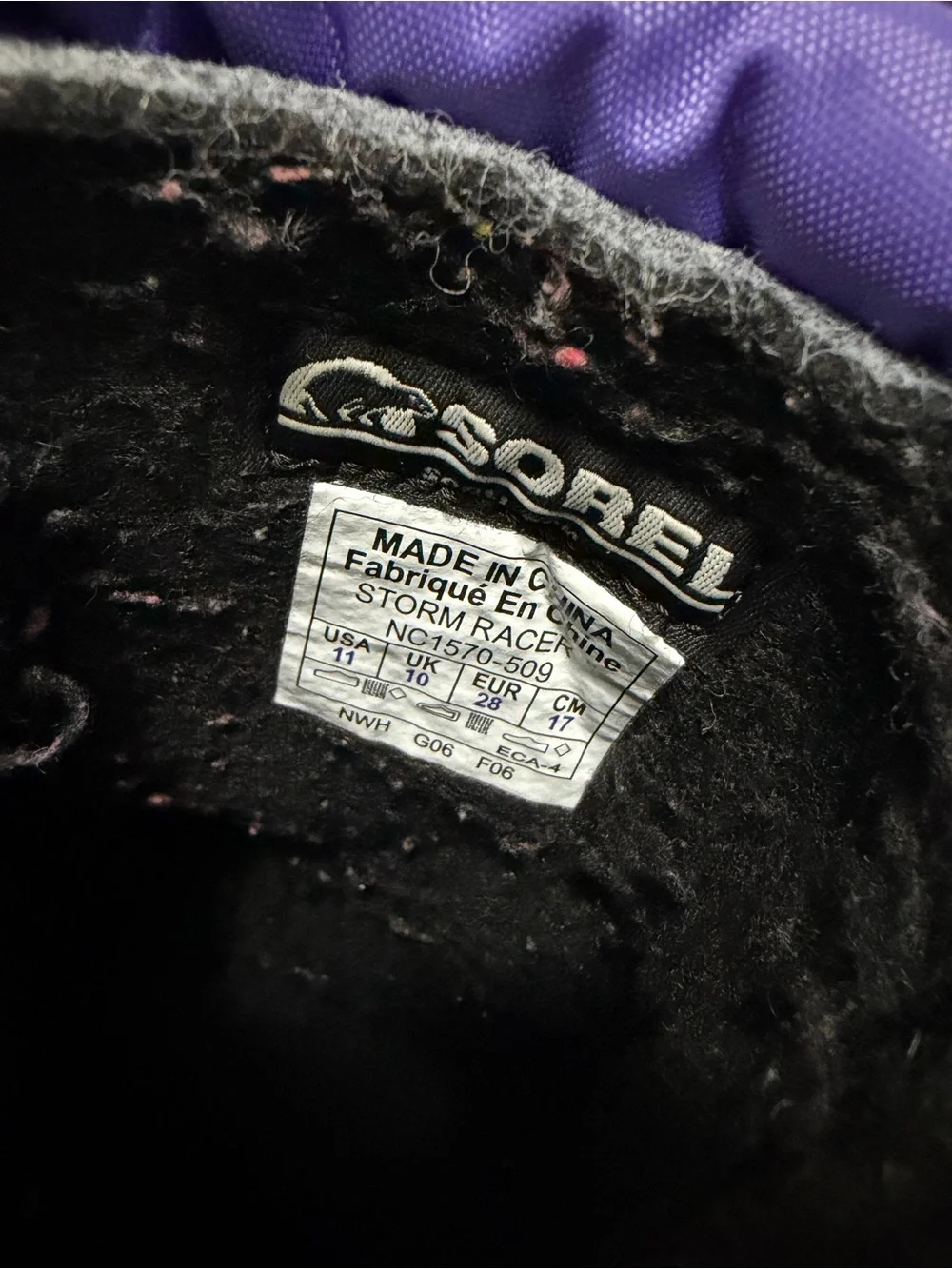 Sorel Storm Racer Waterproof Snow Boots Purple Black Kid’s Size 11